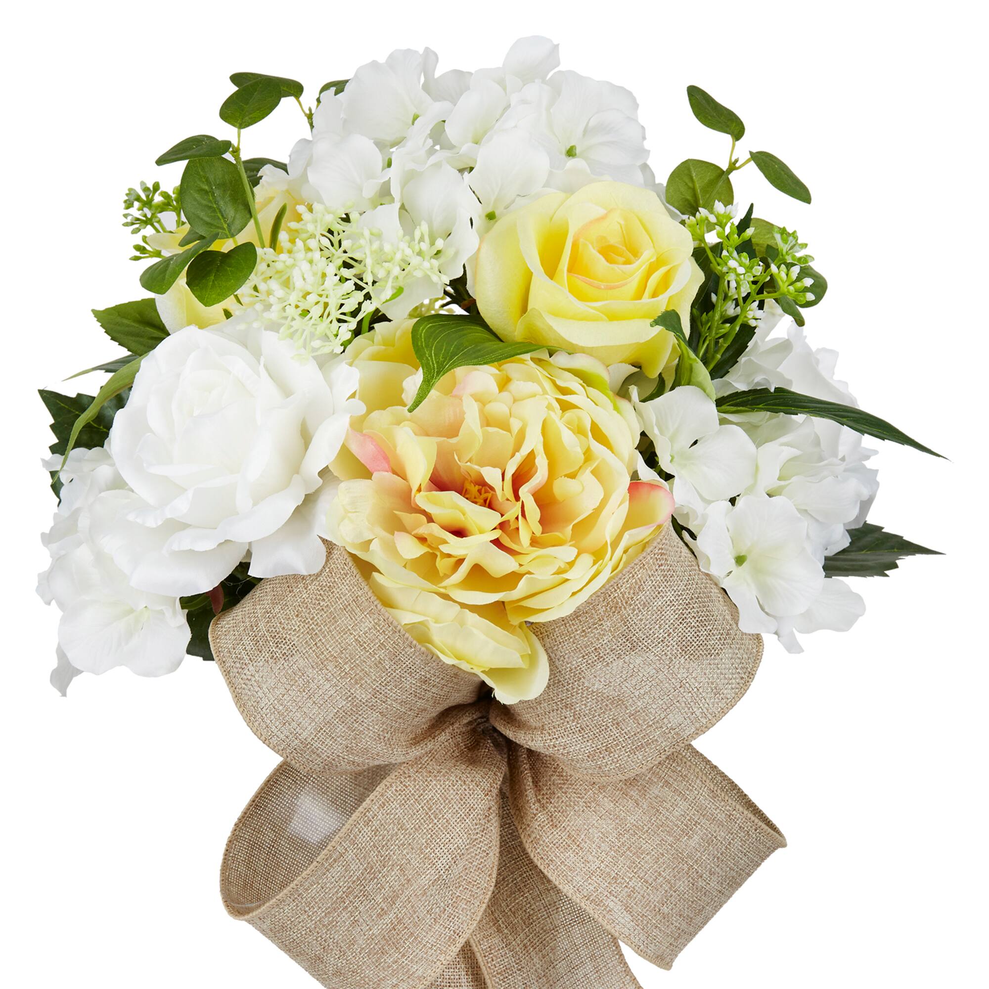 White & Yellow Peony & Hydrangea Remembrance Cone by Ashland